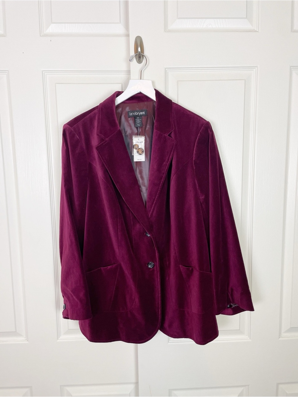 Lane Bryant Burgundy Velvet Blazer Tailored Jacket NWT Sz 22